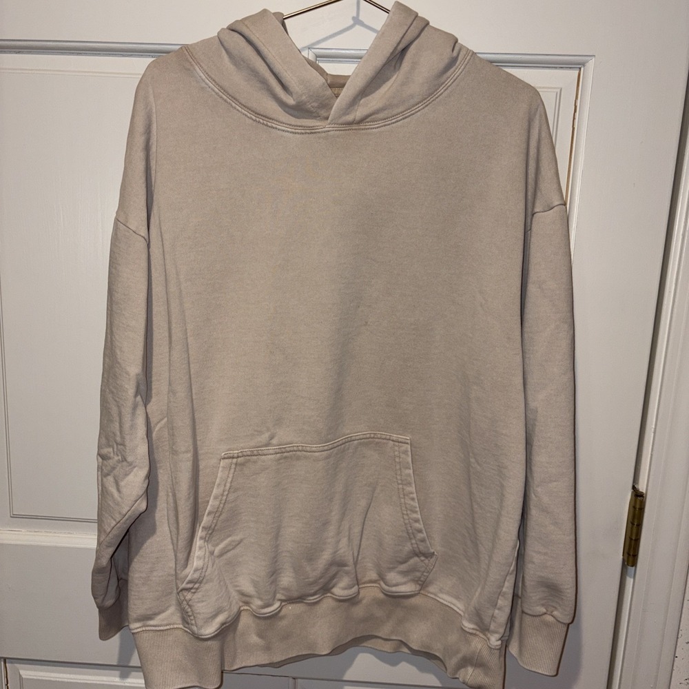 Men's Medium Light Oatmeal 80% Cotton Hoodie *See Pics